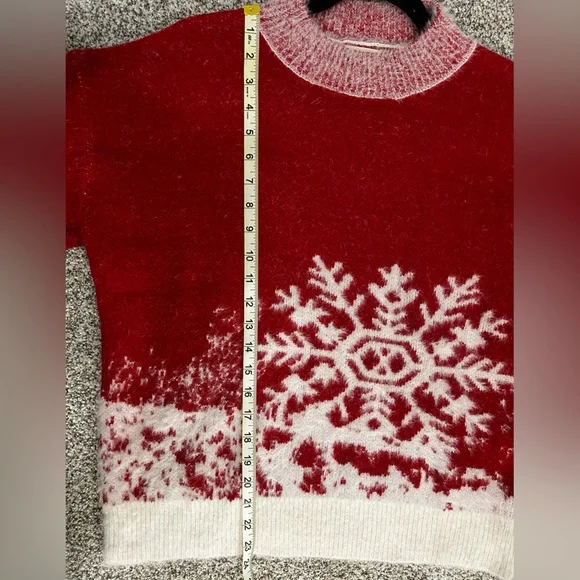BiBi Red and White Snowflake Sweater - Picture 4 of 6